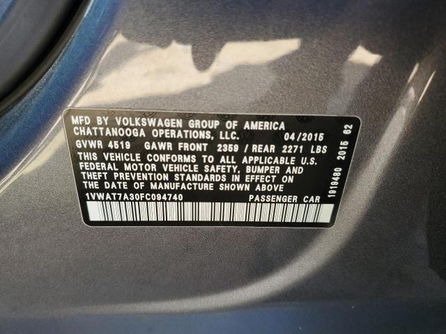 2015 VOLKSWAGEN PASSAT S - 1VWAT7A30FC094740