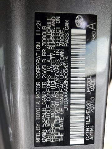 2022 TOYOTA MIRAI LE - JTDAAAAA8NA004314