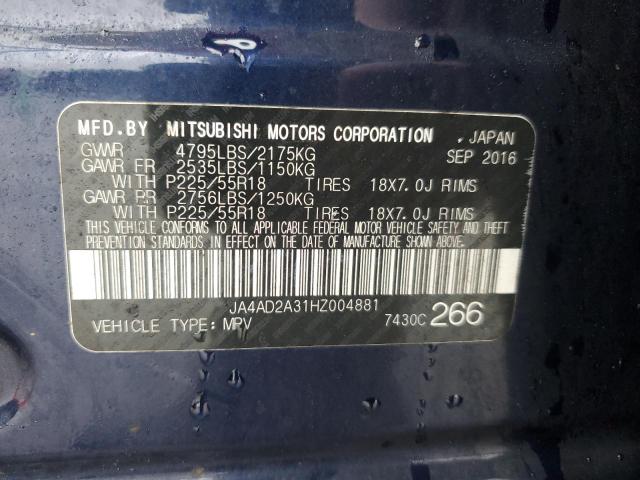 2017 MITSUBISHI OUTLANDER - JA4AD2A31HZ004881