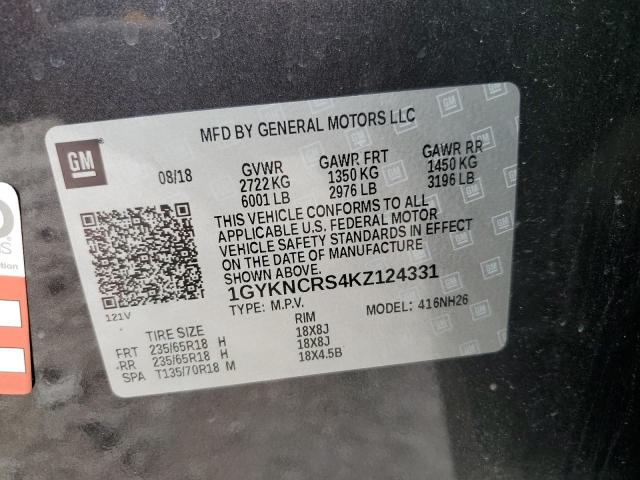 2019 CADILLAC XT5 LUXURY - 1GYKNCRS4KZ124331