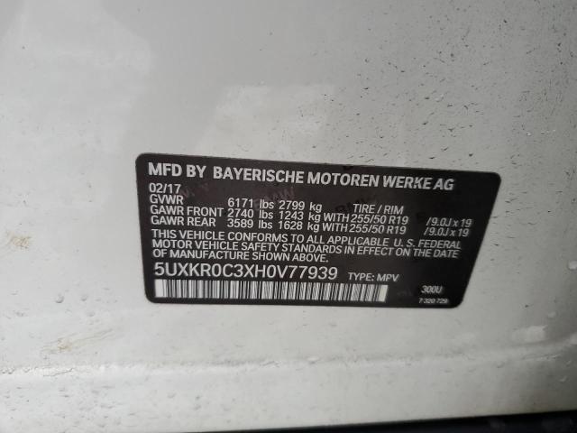 2017 BMW X5 XDRIVE3 5UXKR0C3XH0V77939