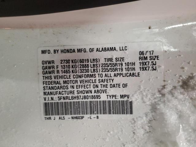 2018 HONDA ODYSSEY EL 5FNRL6H97JB018695
