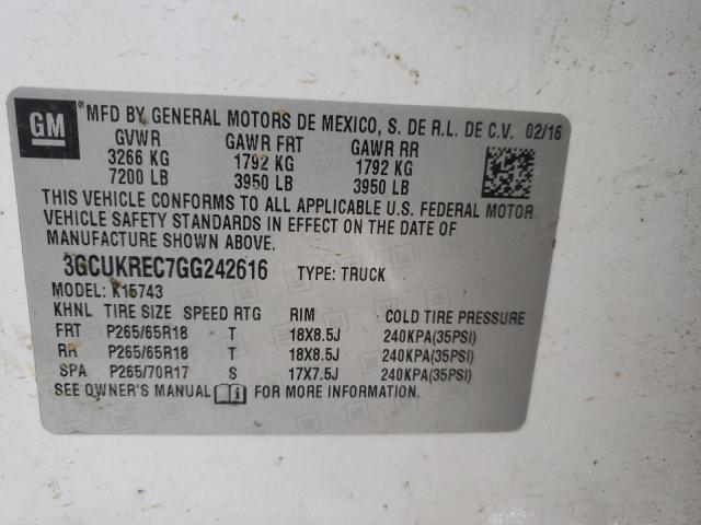 2016 CHEVROLET SILVERADO - 3GCUKREC7GG242616