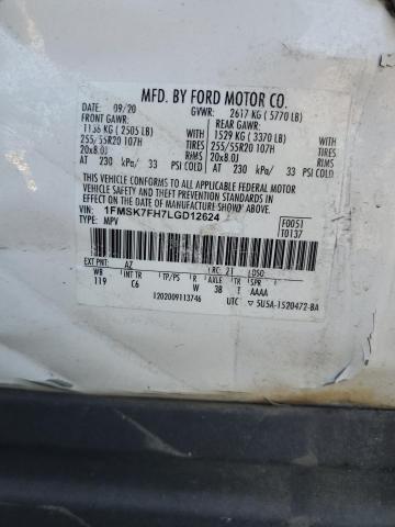 2020 FORD EXPLORER L - 1FMSK7FH7LGD12624