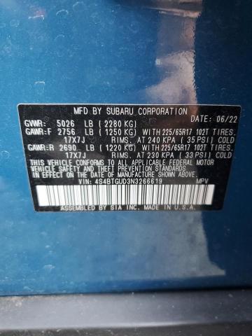 2022 SUBARU OUTBACK WI 4S4BTGUD3N3266619