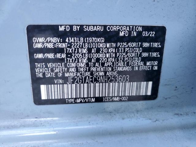 2022 SUBARU CROSSTREK - JF2GTAEC9NH253603