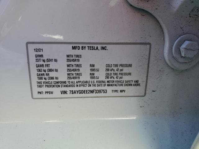 2022 TESLA MODEL Y - 7SAYGDEE2NF339753