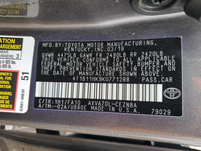 2019 TOYOTA CAMRY L - 4T1B11HK9KU771288
