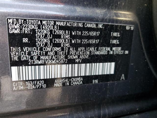 2019 TOYOTA RAV4 XLE - 2T3RWRFV0KW045872