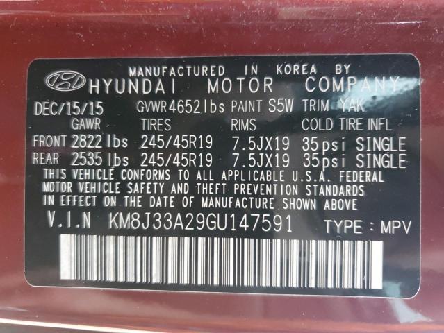 2016 HYUNDAI TUCSON LIM - KM8J33A29GU147591