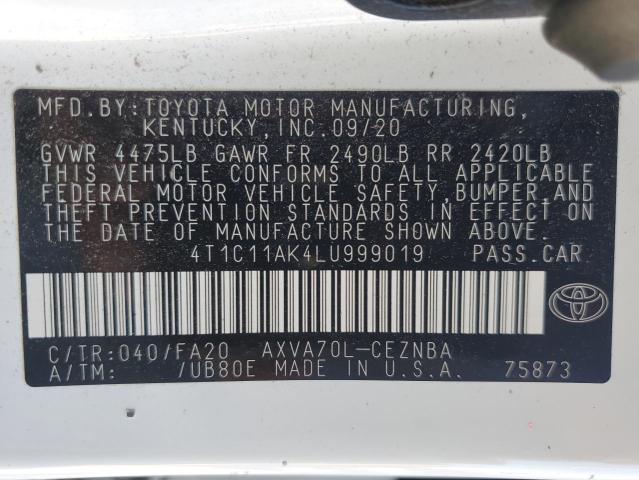 2020 TOYOTA CAMRY LE - 4T1C11AK4LU999019