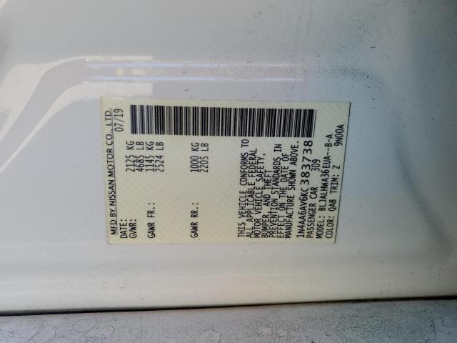 2019 NISSAN MAXIMA S - 1N4AA6AV6KC383738