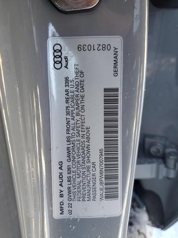 2022 AUDI E-TRON GT WAUEJBFW6N7007945