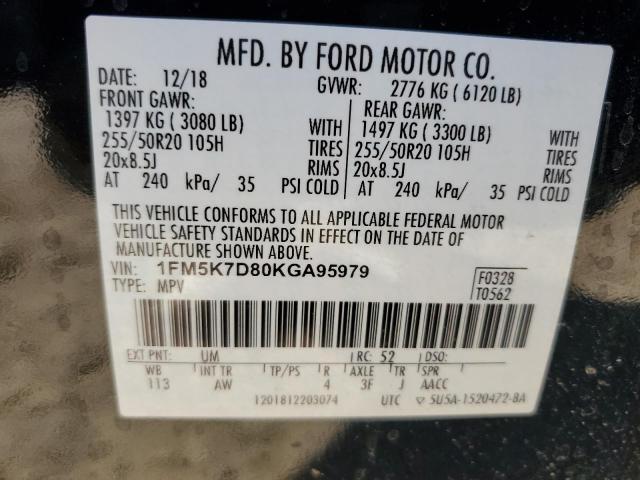 2019 FORD EXPLORER X - 1FM5K7D80KGA95979