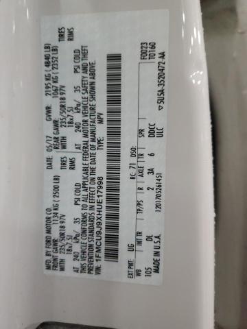2017 FORD ESCAPE TIT - 1FMCU9J9XHUE17998