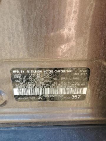 2017 MITSUBISHI OUTLANDER JA4AR4AW5HZ047420