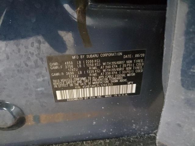 2020 SUBARU OUTBACK 4S4BTAAC5L3266353