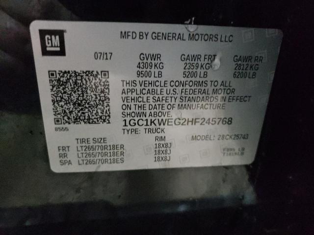 2017 CHEVROLET SILVERADO - 1GC1KWEG2HF245768