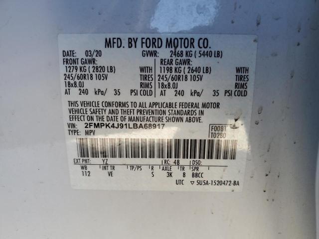 2020 FORD EDGE SEL - 2FMPK4J91LBA68917