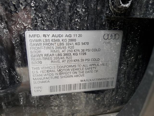 2021 AUDI Q7 PREMIUM - WA1LXAF7XMD020123
