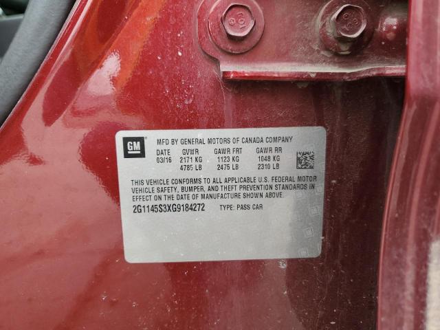 2016 CHEVROLET IMPALA LTZ 2G1145S3XG9184272