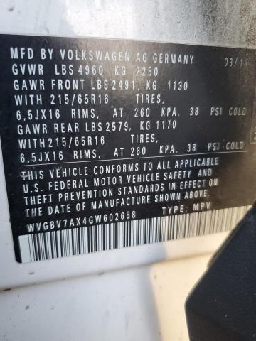 2016 VOLKSWAGEN TIGUAN S - WVGBV7AX4GW602658