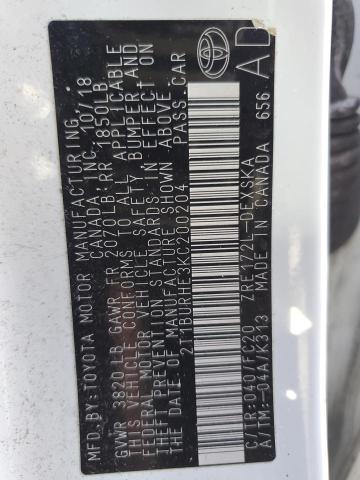 2019 TOYOTA COROLLA L - 2T1BURHE3KC200204