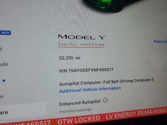 2022 TESLA MODEL Y - 7SAYGDEFXNF455517