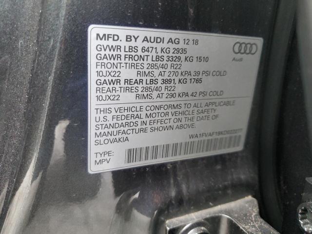 2019 AUDI Q8 PRESTIG WA1FVAF19KD022277