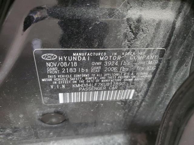 2019 HYUNDAI ELANTRA SE KMHD84LF7KU812890