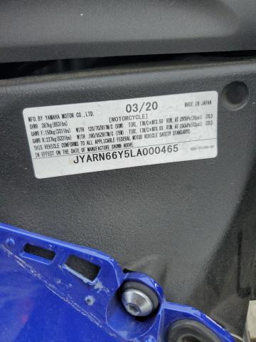 2020 YAMAHA YZFR1 JYARN66Y5LA000465