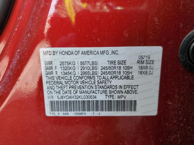 2019 ACURA MDX 5J8YD4H32KL030634