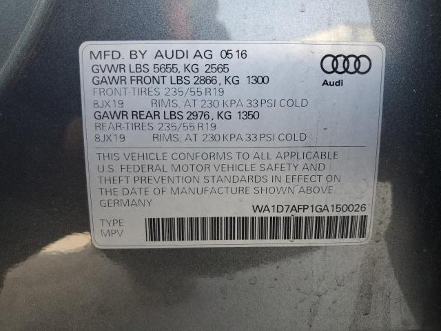 2016 AUDI Q5 PREMIUM - WA1D7AFP1GA150026