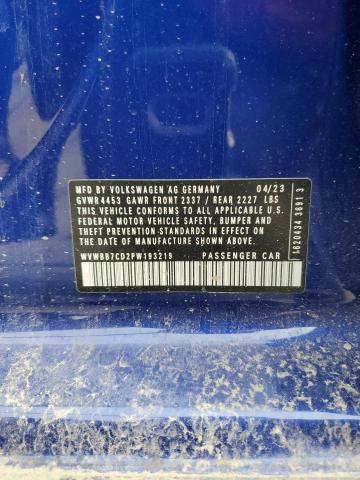2023 VOLKSWAGEN GOLF R 20T WVWBB7CD2PW193219