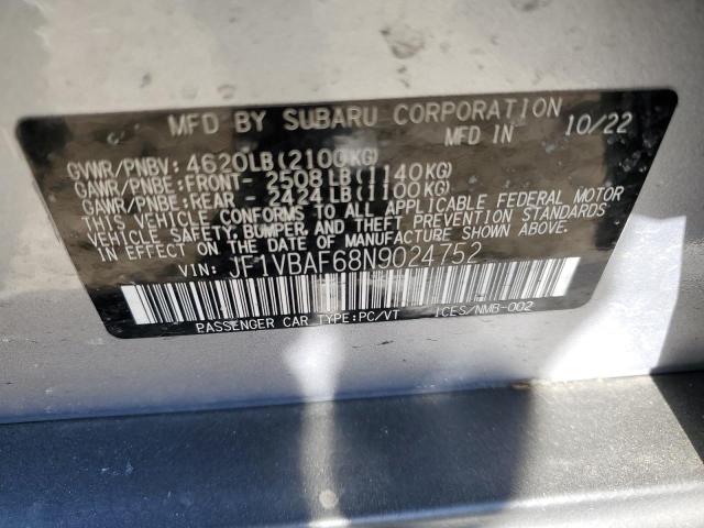 2022 SUBARU WRX PREMIU - JF1VBAF68N9024752