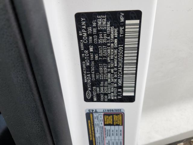 2019 HYUNDAI TUCSON KM8J2CA43KU035091