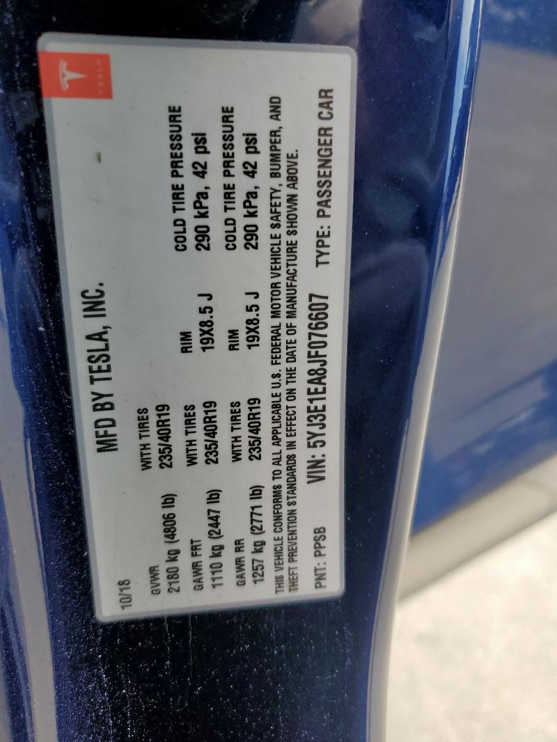 2018 TESLA MODEL 3 - 5YJ3E1EA8JF076607