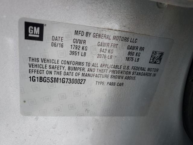 2016 CHEVROLET CRUZE PREM 1G1BG5SM1G7300027