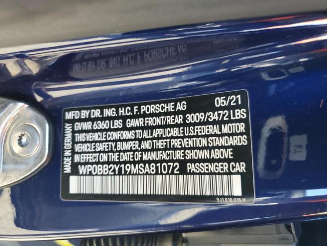 2021 PORSCHE TAYCAN CRO WP0BB2Y19MSA81072