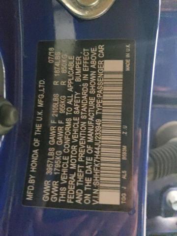 2018 HONDA CIVIC SPOR - SHHFK7H44JU233949