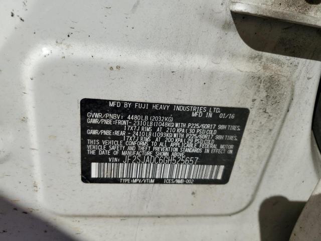 2016 SUBARU FORESTER 2 - JF2SJADC6GH525657