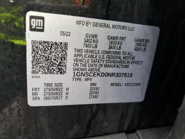 2022 CHEVROLET SUBURBAN - 1GNSCEKD0NR307918