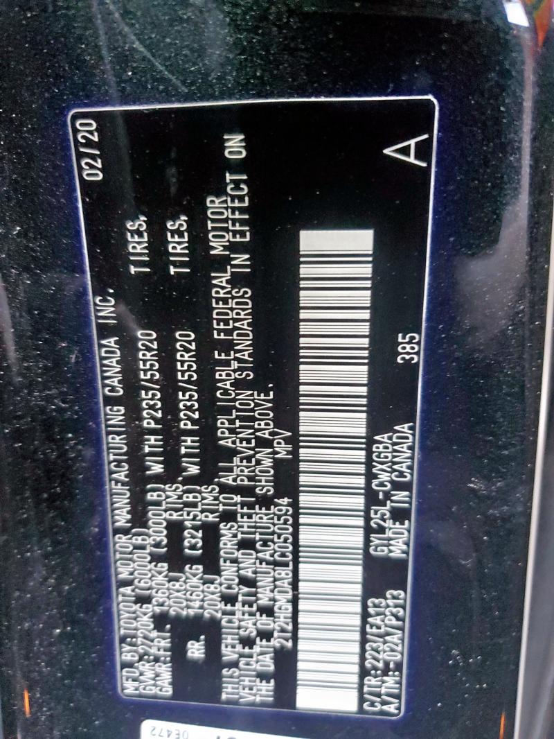 2020 LEXUS RX 450H 2T2HGMDA8LC050594