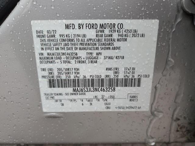 2022 FORD ECOSPORT S MAJ6S3JL3NC463258