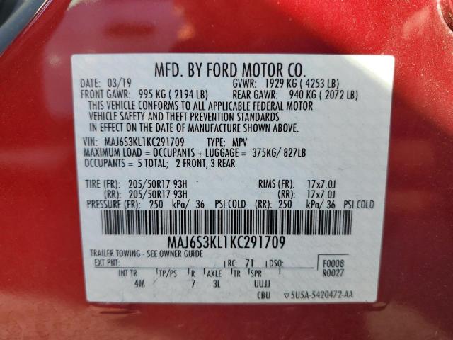2019 FORD ECOSPORT T - MAJ6S3KL1KC291709