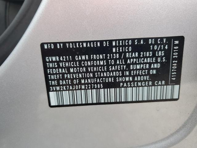 2015 VOLKSWAGEN JETTA BASE - 3VW2K7AJ0FM227985