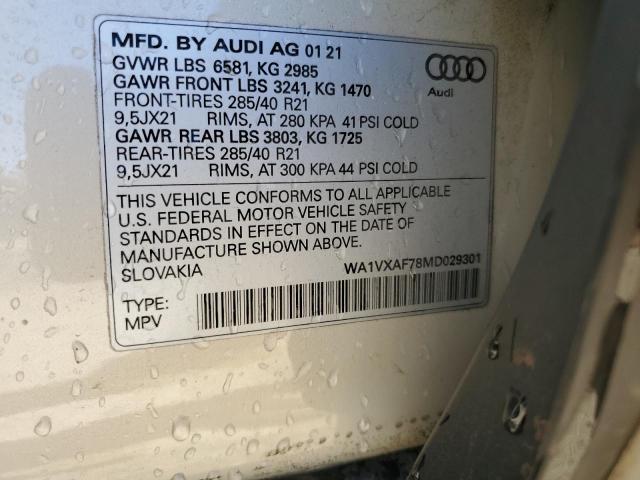 2021 AUDI Q7 PRESTIG WA1VXAF78MD029301