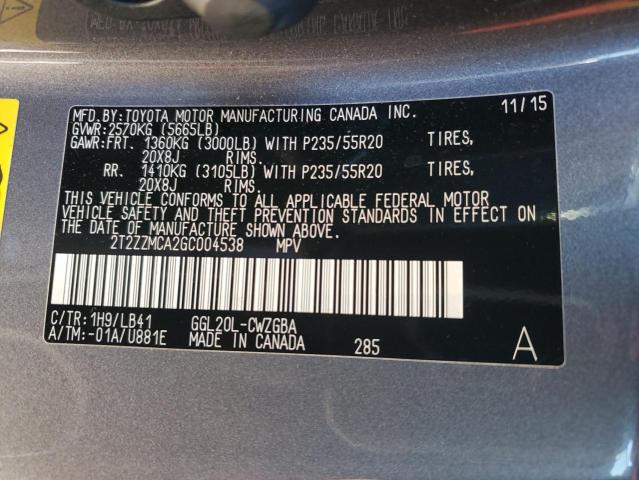 2016 LEXUS RX 350 - 2T2ZZMCA2GC004538