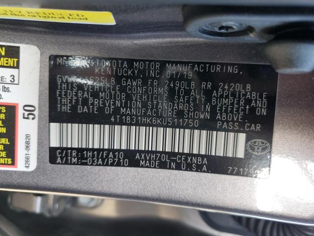 2019 TOYOTA CAMRY LE - 4T1B31HK6KU511750
