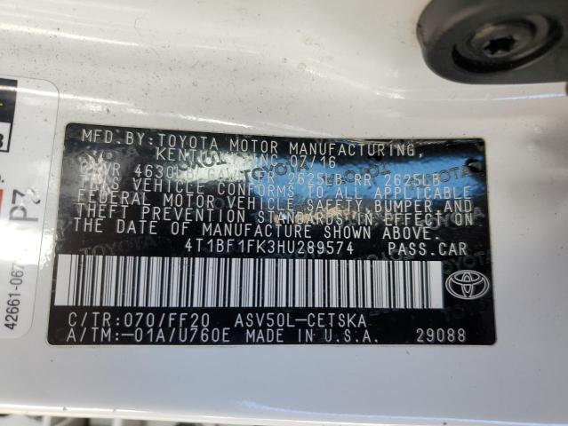 2017 TOYOTA CAMRY LE - 4T1BF1FK3HU289574